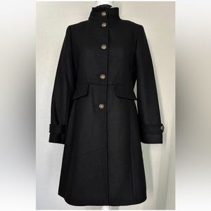 NWT Ralph Lauren Women's Black Stand-Collar Wool-Blend Military Coat Jacket